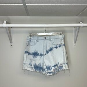 AEO Tie Dye Highest Rise Mom Shorts Denim- 6